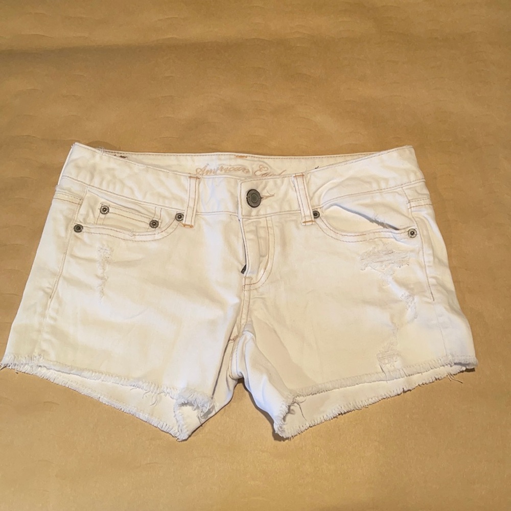American Eagle White Denim Stretch Shorts